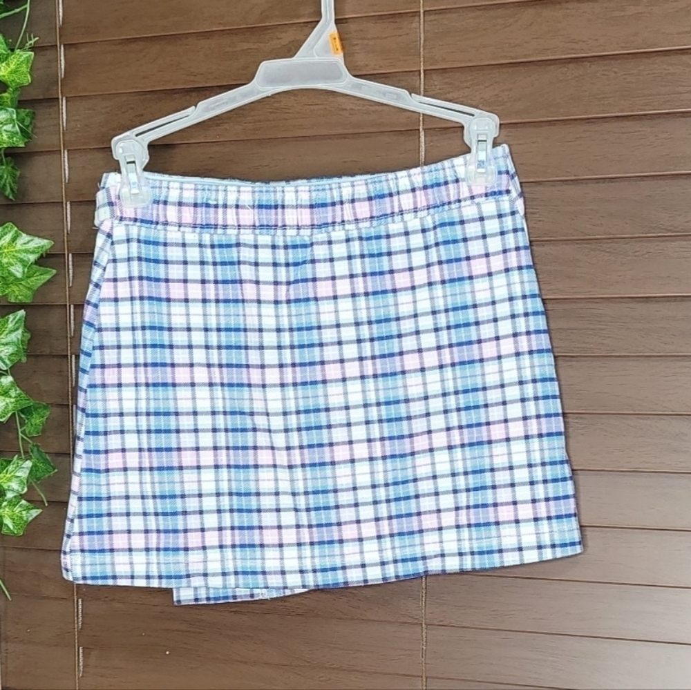 COPY - Justice Blue & Pink Plaid Pull On Mock Wrap Skort Girls Size 10 - Picture 2 of 13